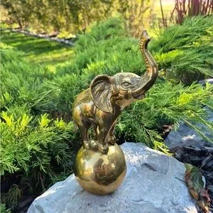Accents | Vintage Solid Brass Circus Elephant On Ball Figural Call Bell ...